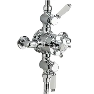 Nes Home Traditional Victorian Thermostatic Shower Valve With Brass Slider Rail