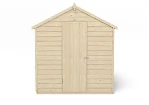 Forest Garden Overlap 8x6 ft Apex Wooden Pressure treated Shed with floor & 2 windows (Base included) - Assembly service included