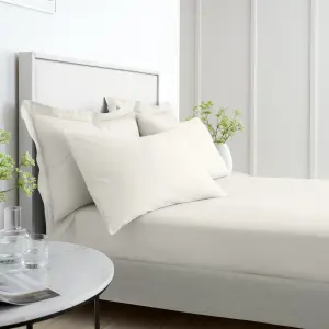 Bianca Fine Linens Bedroom 200 Thread Count Cotton Percale Fitted Sheet 32cm Depth Cream