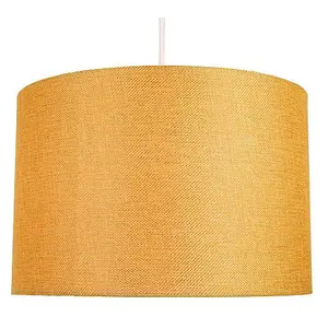 Contemporary and Sleek 12 Inch Ochre Linen Fabric Drum Lamp Shade 60w Maximum