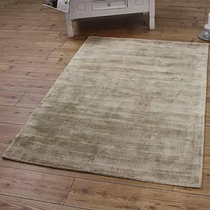 Gold Handmade , Luxurious , Modern , Plain Easy to Clean Viscose Rug for Living Room, Bedroom - 200cm X 290cm