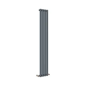 Vertical Anthracite Single Oval Panel Radiator (H)1600mm x (W)236mm, 2280 BTU.