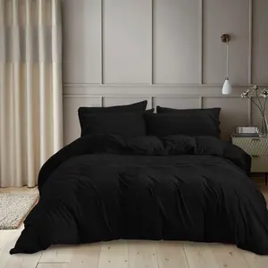 Kiranjot Microfibre 200 TC Reversible Modern & Contemporary Duvet Cover Set With Pillow Cases Black / Kingsize - 2 Standard Pillowcases