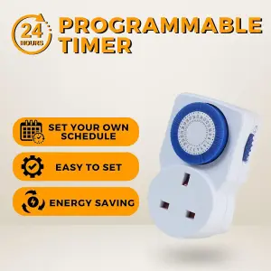 Timer Switch Pack of 3 x 24hr Segment Mains Plug in Home Energy Saving