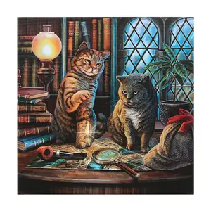 Lisa Parker Purrlock Holmes Light Up Canvas Plaque Multicoloured (30cm x 30cm)