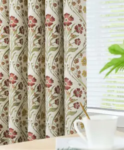 Home Curtains Vermont Chenille Floral Tapestry Fully Lined 45w x 72d" (114x183cm) Terracotta Pencil Pleat Curtains (PAIR)