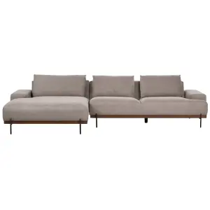 Corner Sofa MARIFERD Light Brown Fabric Right Hand