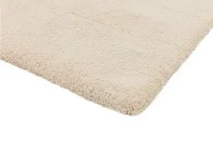 Ivory Plain Shaggy Modern Easy To Clean Living Room Bedroom & Dining Room Rug-200cm X 290cm