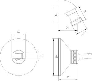 Round Wall Bracket and Elbow - Chrome