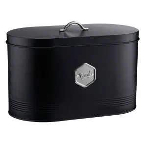 Cooks Professional Kitchen Storage Bread Bin With Nameplate Black / Silver