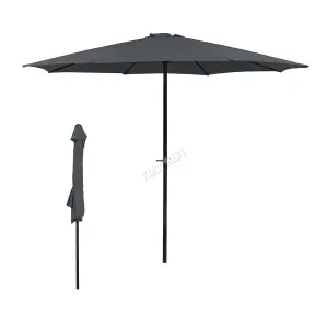 Birchtree Garden Parasol  Crank Patio Sunshade Umbrella Aluminium 3.3M Grey