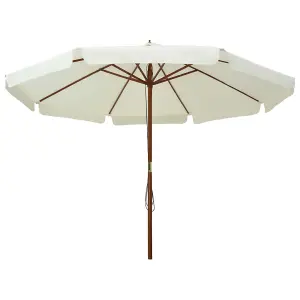 Berkfield Outdoor Parasol with Wooden Pole 330 cm Sand White