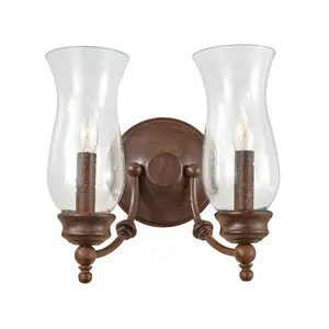 Twin Wall Light Sconce Heritage Bronze LED E14 60W Bulb