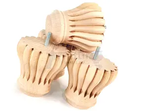 SET OF 4 REPLACEMENT FURNITURE BUN FEET RAW UNFINISHED TURNED WOODEN LEGS 110mm HIGH M10 (10mm)