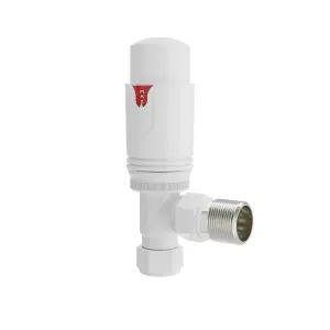 Right Radiators White Angled TRV Thermostatic Radiator valve & lockshield 15mm x 1/2"