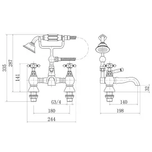 Rinse Bathrooms Victoria Bath Handheld Bathroom Shower Taps Ceramic Dual Lever