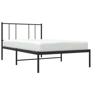 Berkfield Metal Bed Frame with Headboard Black 100x200 cm