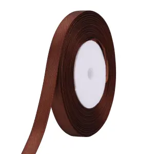 6mm Brown Double Sided Satin Polyester Ribbon Roll, 25 metres