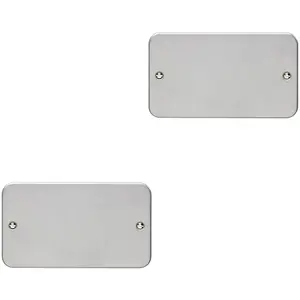 2 PACK Double HEAVY DUTY METAL CLAD Blanking Plate Round Edged Wall Box Hole