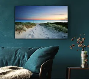 Sunrise Beach Walk Canvas Print Wall Art - Medium 20 x 32 Inches