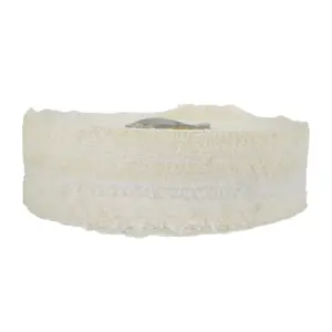 White Close Stitched Polishing Buffing Mop 8" x 2" 4 Row With Compound 250g