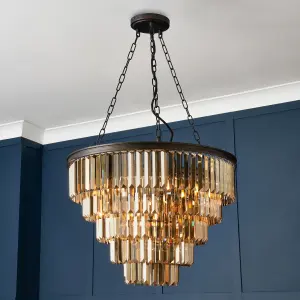 Litecraft Visconte Ingot Bronze 10 Light Crystal Effect Pendant