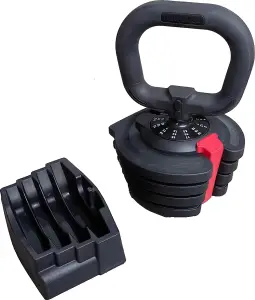 Strongology ELEMENT SET Home Fitness Black/Red Adjustable Smart Barbell/Dumbbell/Kettlebell from 2kg up to 19kg Training Weights