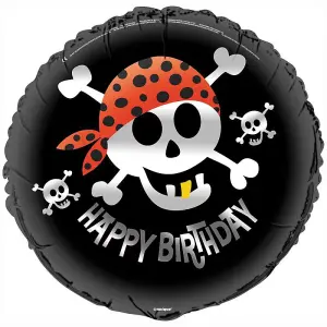 Unique Party Pirate Birthday Foil Balloon Black/White/Orange (18in)