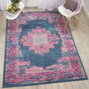 Blue Floral Traditional Persian Luxurious Rug for Living Room Bedroom and Dining Room-160cm X 221cm