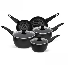 Prestige Thermo Smart Black Round Aluminium Induction Hob Suitable Non-Stick Cookware Set Pack of 5