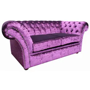 Chesterfield 2 seater sofa settee Boutique Cursh Purple Velvet Fabric In Balmoral Style