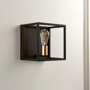 York Matt Bronze effect Wired Wall light