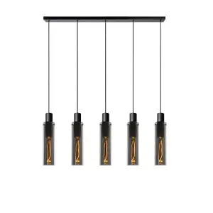 Lucide Orlando Modern Bar Pendant Light - 5xE27 - Smoke Grey