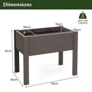 Costway Raised Bed Grow Box 53L Self-Watering Planter Box Stand w/ Water Level Monitor