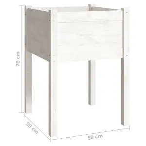 Berkfield Garden Planter White 50x50x70 cm Solid Pinewood