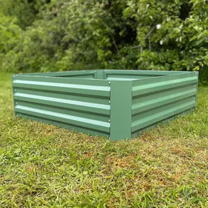 Set of 2 x Metal Raised Vegetable Beds in Green (100cm x 30cm)