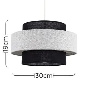 ValueLights Weaver Grey Ceiling Pendant Shade and B22 GLS LED 10W Warm White 3000K Bulb