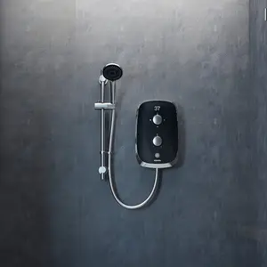 Aqualisa 8.5kw eMotion Midnight Black Electric Shower Digital Display + Riser