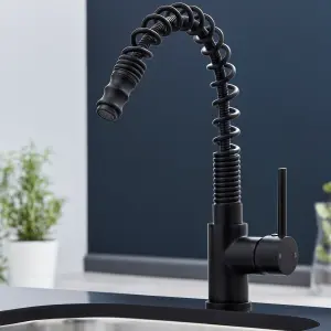 SIA KT7BL Black Pull Out Spray Single Lever Monobloc Kitchen Sink Mixer Tap