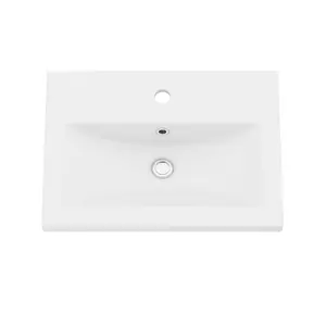 GoodHome Nira Gloss White Rectangular Vanity Basin (W)50cm