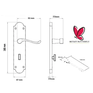 Epsom Door Handle Bathroom Lock Scroll Lever - Matt Black Chrome Pack Hinges