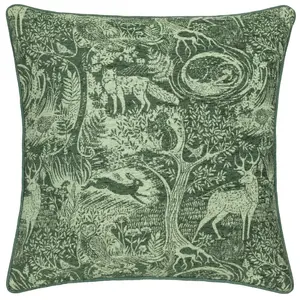 Winter Woods Square Throw Pillow Cover Green