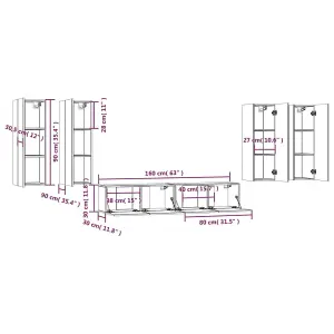 Berkfield 6 Piece TV Cabinet Set Black Engineered Wood