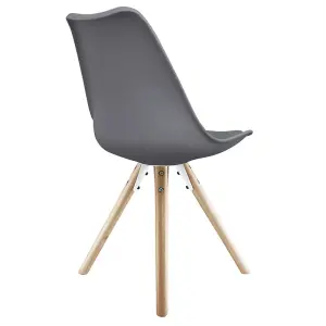 Soho Dark Grey Plastic Dining Chair with Pyramid Light Wood Legs