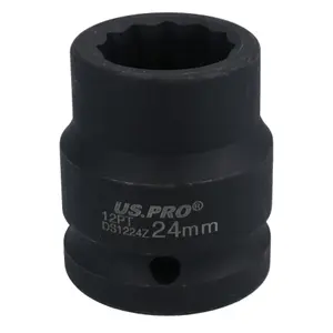 3/4"  Drive 24mm Shallow Metric MM Impact Impacted Socket 12 Sided Bi-Hex