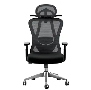 Ergonomic Office Chair with Hanger - Desk Chair with 2D Lumbar Support and 3D Headrest & Armrests-Black