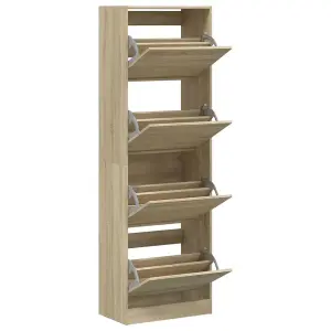 Berkfield Shoe Cabinet with 4 Flip-Drawers Sonoma Oak 60x34x187.5 cm