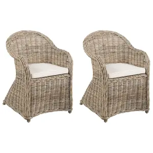 Set of 2 Garden Chairs with Cushions SUSUA II Rattan Natural