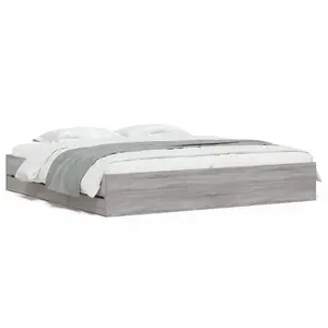 Berkfield Bed Frame with Drawers without Mattress Grey Sonoma 180x200 cm Super King