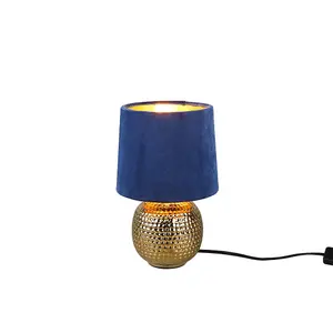 Luminosa Sophia Modern Table Lamp with Round Tapered Shade Gold Blue Shade - UK Stock